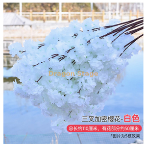 Bouquets à balle brodés simulés, décoration de scène de cérémonie de mariage, ornements de fleurs de soie, fausses fleurs à tête multiple, 3 fourches, blanc super dense, 1 branche