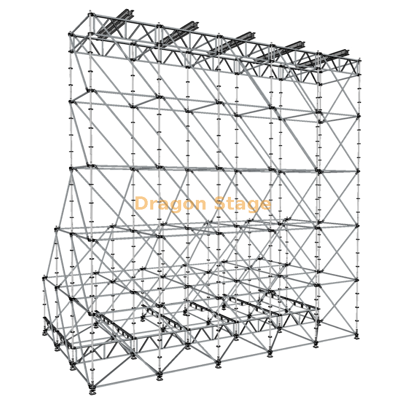 Tour d'écran 10x6x10m, tour modulaire de Support d'écran LED Ringlock pour concerts