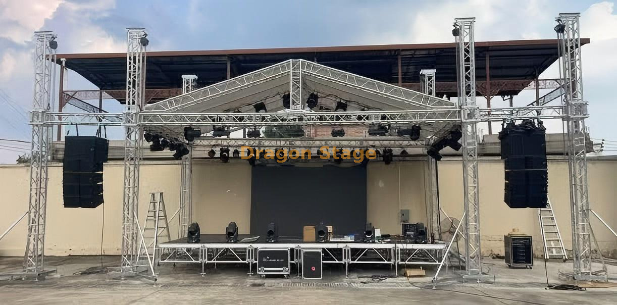 Syst&egrave;me de fermes de toit en aluminium pour l'ext&eacute;rieur, 8x6x5m, avec deux ailes de haut-parleur de 2m, pour &eacute;v&eacute;nements de concert