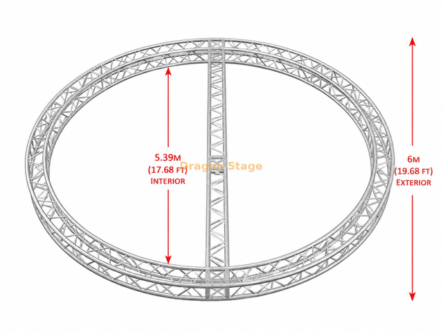 Anneau de botte d'éclairage circulaire en aluminium personnalisé de 6 m de diamètre avec poutre de support centrale