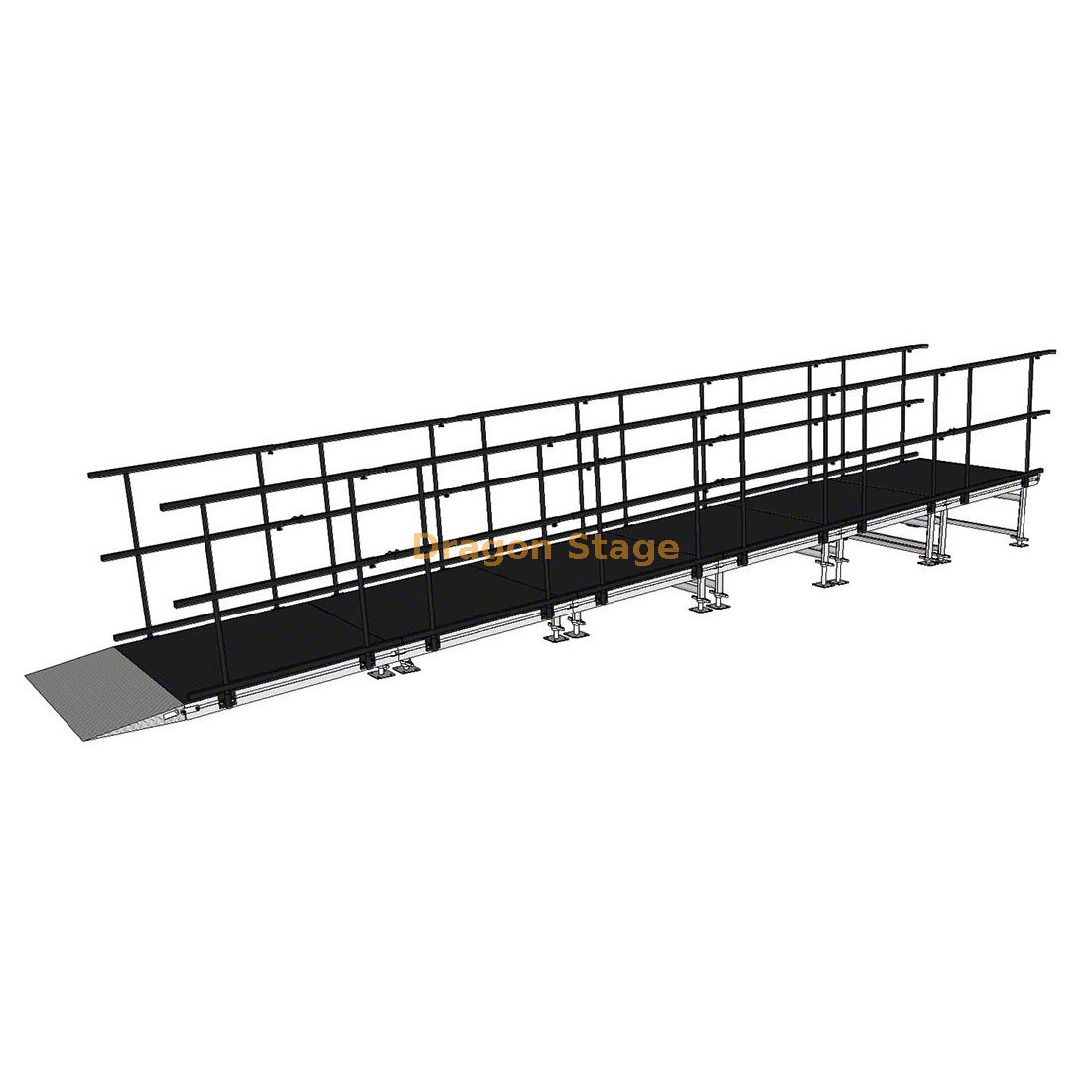 Rampe d'accès droite et étroite en aluminium pour artistes et équipages, 7,84 x 1,23 m, pour scènes d'événements