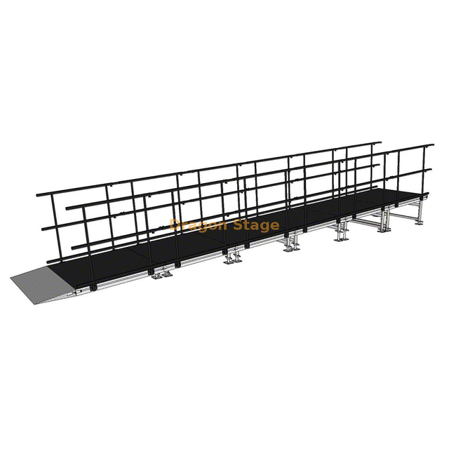 Rampe d'accès droite et étroite en aluminium pour artistes et équipages, 7,84 x 1,23 m, pour scènes d'événements