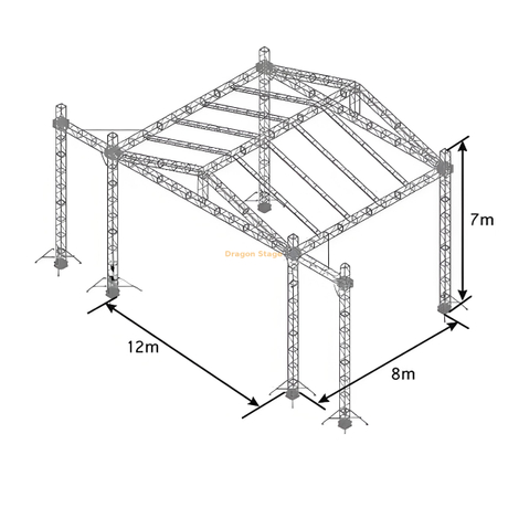 Ensemble complet Portable en aluminium en alliage en alliage toit 12x8x7m avec plate-forme en bois de 4x8ft