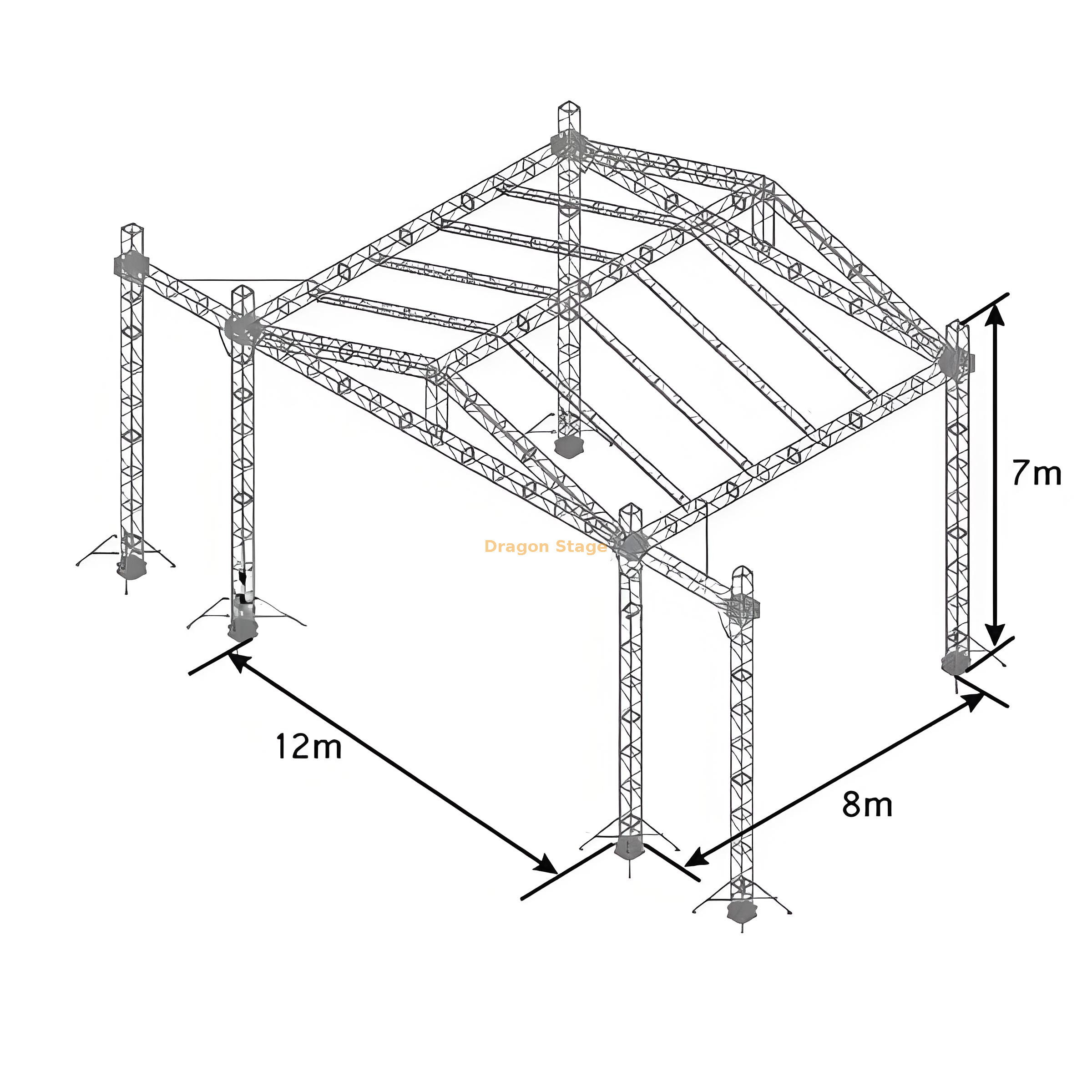 Toit en alliage en aluminium portable 12x8x7m