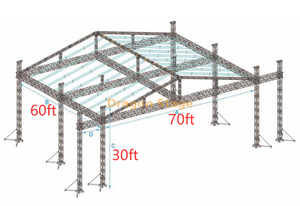 Fabricants de fermes de scène de toit de boîte portable en aluminium 60x70x30ft