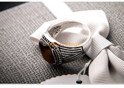 Designer Cheap Replica Imitation Turque Oeil de Tigre Pierre Bijoux Bague en Acier Inoxydable