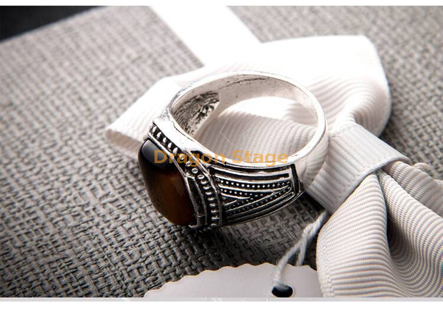 Designer Cheap Replica Imitation Turque Oeil de Tigre Pierre Bijoux Bague en Acier Inoxydable