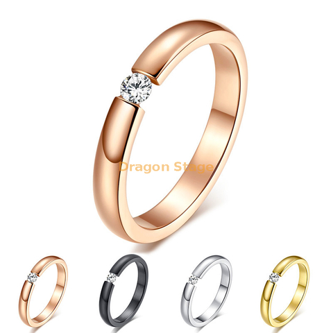 Zircon personnalisé hommes Couple 14K 18K argent femmes en acier inoxydable plaqué or bagues de fiançailles de mariage