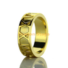 mode creux anneaux bijoux femmes personnalisé en acier inoxydable plaqué or rome chiffre anneau