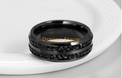 2017 bague de mariage de bijoux en acier titane diamant noir pour hommes