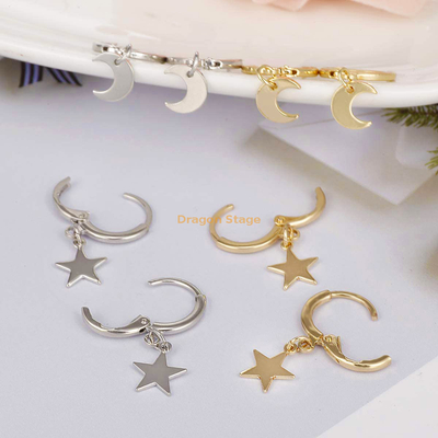 Boucles d'oreilles en acier inoxydable pour femmes et filles, bijoux personnalisés, petite étoile, lune, mauvais œil, or 14 carats, papillon, Huggie