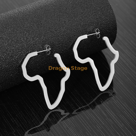 Déclaration en gros cerceau exagérer personnalisé en acier inoxydable femmes double congo 11cm fille or africain afrique carte boucles d'oreilles