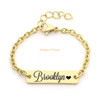 En gros Réglable Enfants En Acier Inoxydable 14k Plaqué Or Personnalisé Gravé Garçon Lil Filles Initiale Nom Bar Blanc Bébé Id Bracelet