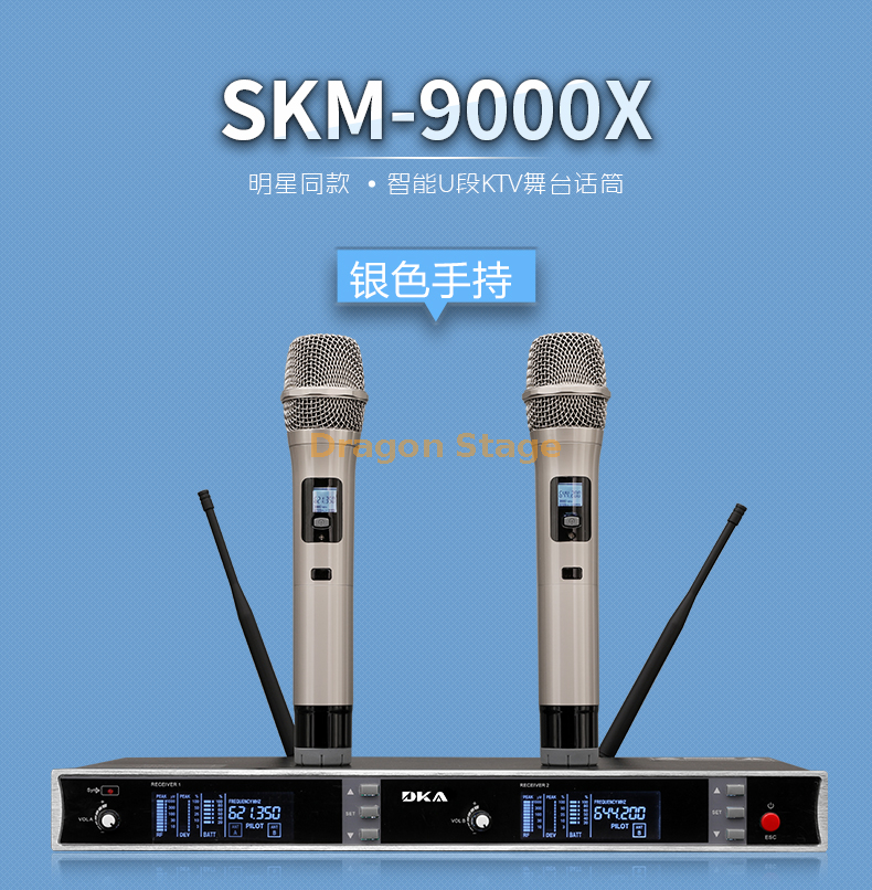 Microphone professionnel sans fil scène de performance extérieure salle de conférence KTV un avec deux microphones chant karaoké domestique (2)