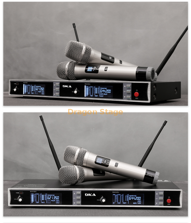 Détails de Scène de performance extérieure pour microphone sans fil professionnel Salle de conférence KTV avec deux microphones chant karaoké domestique (7)