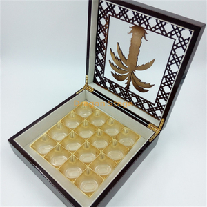 Boîte d'emballage en bois de dattes de chocolat de noix de coco fantaisie du marché du Moyen-Orient