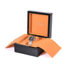 Boîte de montre en bois orange laquée brillante noire personnalisée avec oreiller en velours à l'intérieur