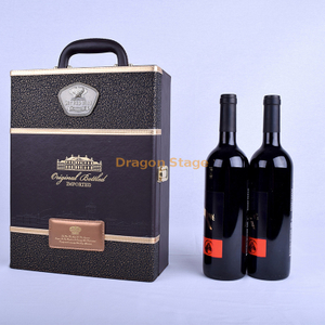 Boîte à vin en cuir PU pour deux bouteilles avec logo Hot Stamp