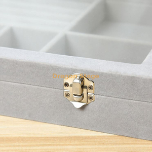 Boîte d'organisateur de bijoux de bibelot de collier d'anneau d'affichage rectangulaire en verre transparent