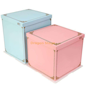 Boîtes à gâteaux en carton bleu en gros Boîte à papier fenêtre Boîte à gâteaux transparente haute personnalisée