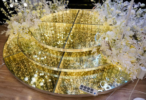 Plate-forme d'étape ronde d'étape de décoration de mariage d'espace libre en verre de luxe avec la bande d'éclairage 