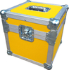 Flight case en aluminium léger jaune pour événement en contreplaqué avec roues