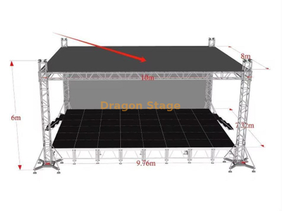 Système de ferme en toiture plate F34 avec support au sol 10x8x6m