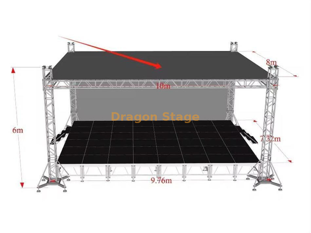 Système de ferme en toiture plate F34 avec support au sol 10x8x6m