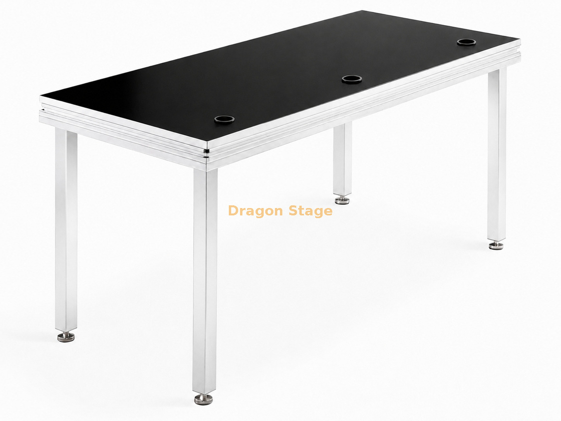 Table DJ mobile en aluminium personnalisée 2200x800x900mm avec roulettes verrouillables