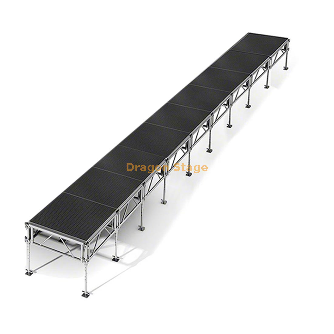Scène de piste mobile professionnelle en aluminium de 36'x4' - Hauteur réglable (0,4 m - 2 m)