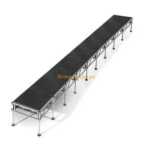 Scène de piste mobile professionnelle en aluminium de 36'x4' - Hauteur réglable (0,4 m - 2 m)