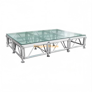 Taille 0.4-0.6m de l'étape 3.66x2.44m de mariage de décoration en verre acrylique clair en aluminium