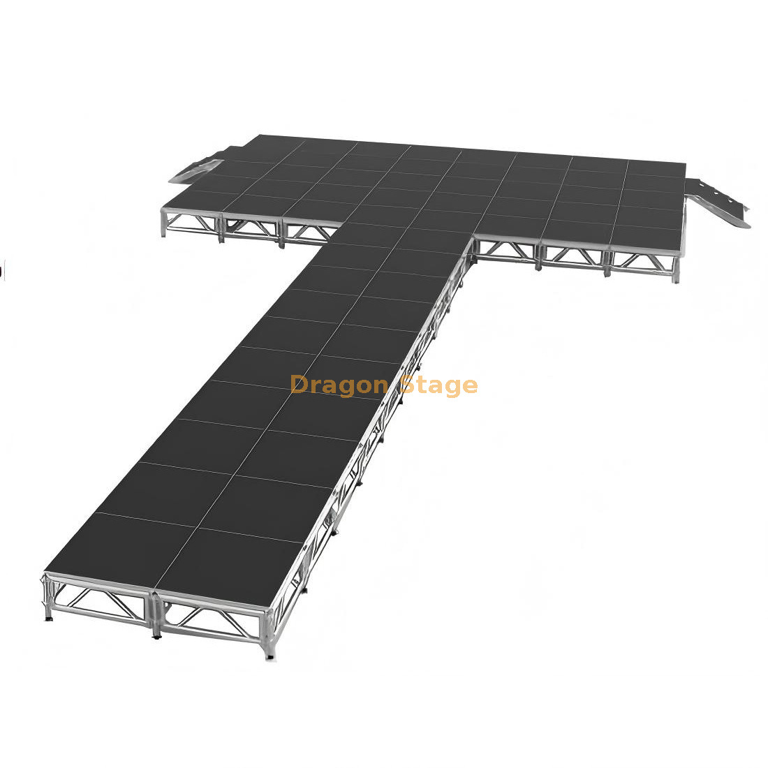 Passerelle de mode professionnelle en forme de T de 18,3 x 9,76 m | Scène de piste modulaire en aluminium réglable de 0,4 à 0,8 m