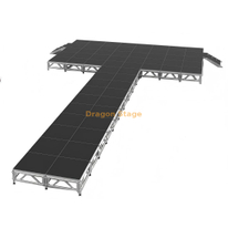 Passerelle de mode professionnelle en forme de T de 18,3 x 9,76 m | Scène de piste modulaire en aluminium réglable de 0,4 à 0,8 m