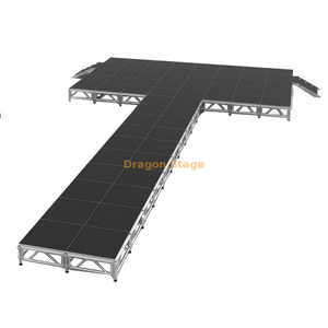 Passerelle de mode professionnelle en forme de T de 18,3 x 9,76 m | Scène de piste modulaire en aluminium réglable de 0,4 à 0,8 m
