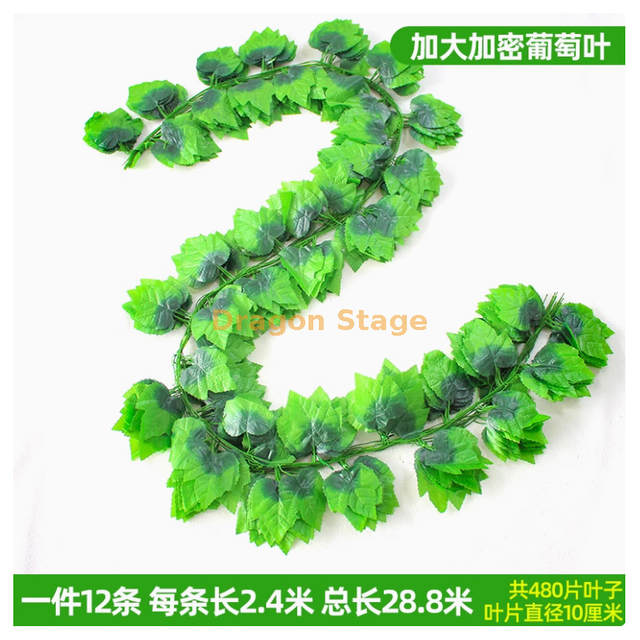 Vine simulée, décoration des feuilles de raisin, vigne de fleurs artificielles, emballage de tuyaux, plante verte, plafond en suspension, 40 feuilles, très denses et grandes feuilles de vigne -12 papillons libres + soie attachée