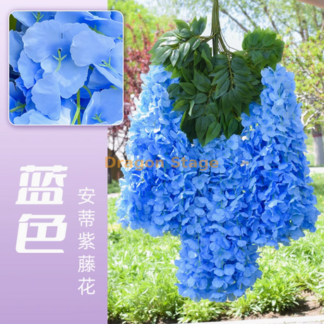 Wisteria tofu Pudding String Violet False Fleur Fleur de fleur de rotin décoration intérieure de mariage Antise Wisteria [Ultra dense] Bleu (6 branches)
