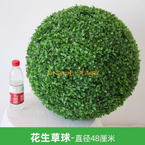 Boule d'herbe de plante simulée Milan Ball Plastique Plante Décoration de plafond de plante Fausses Fleurs et arachides Boule d'herbe - Diamètre 48 cm