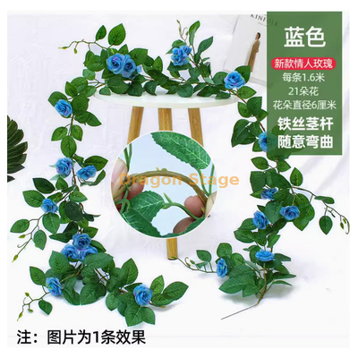 Mur de vigne rose simulée suspendue fausse fleur vigne conjugal conducteur de climatisation pipe de salon intérieur décoration de plafond vigne bleu clair bleu - amant rose 1