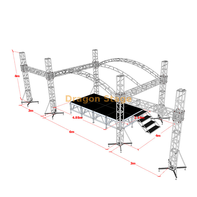 trus de toit de courbe avec une ferme LED