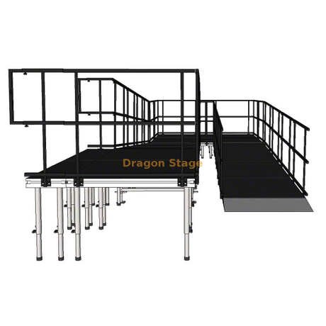 Rampe de scène d'événement modulaire en aluminium Switchback de 9,82 x 3,23 m pour l'accès aux fauteuils roulants et le chargement d'équipement de concert