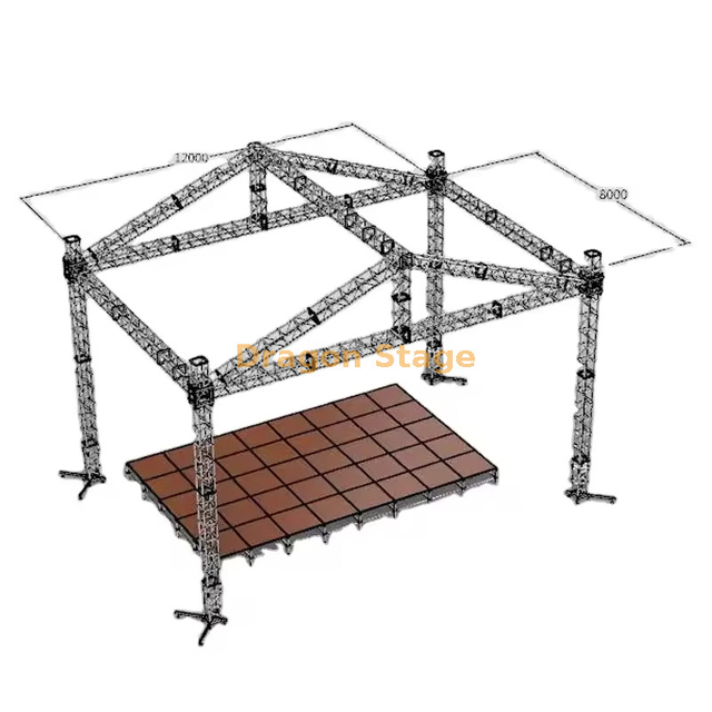 Aluminium Portable Event Party Show DJ Concert pliable scène avec toit ferrus 12x8x6m
