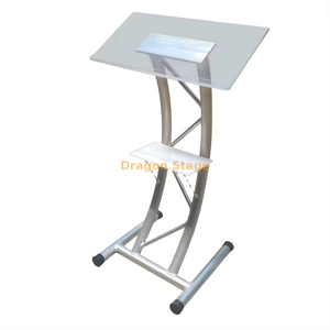Podium moderne en acrylique transparent avec cadre en treillis en aluminium argenté