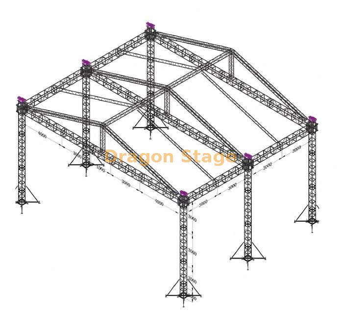 Système de fermes de toit de scène en aluminium robuste, 15x12x9m (hauteur 9m), structure d'auvent pour événements extérieurs