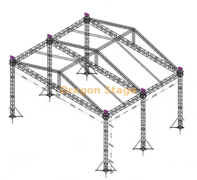 Système de fermes de toit de scène en aluminium robuste, 15x12x9m (hauteur 9m), structure d'auvent pour événements extérieurs