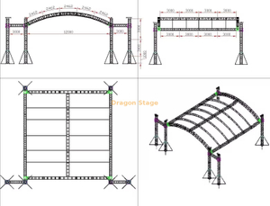 Système de fermes de toit en arc d'aluminium 12x12x6m avec ailes de haut-parleur de 3m